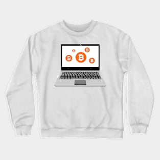 realistic laptop vector illustration display bitcoin assets Crewneck Sweatshirt